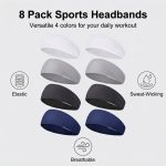 8 Pack Men's Sports Headband,Moisture Wicking Workout Headband, Workout Stretchy Unisex Hairband - Image 10
